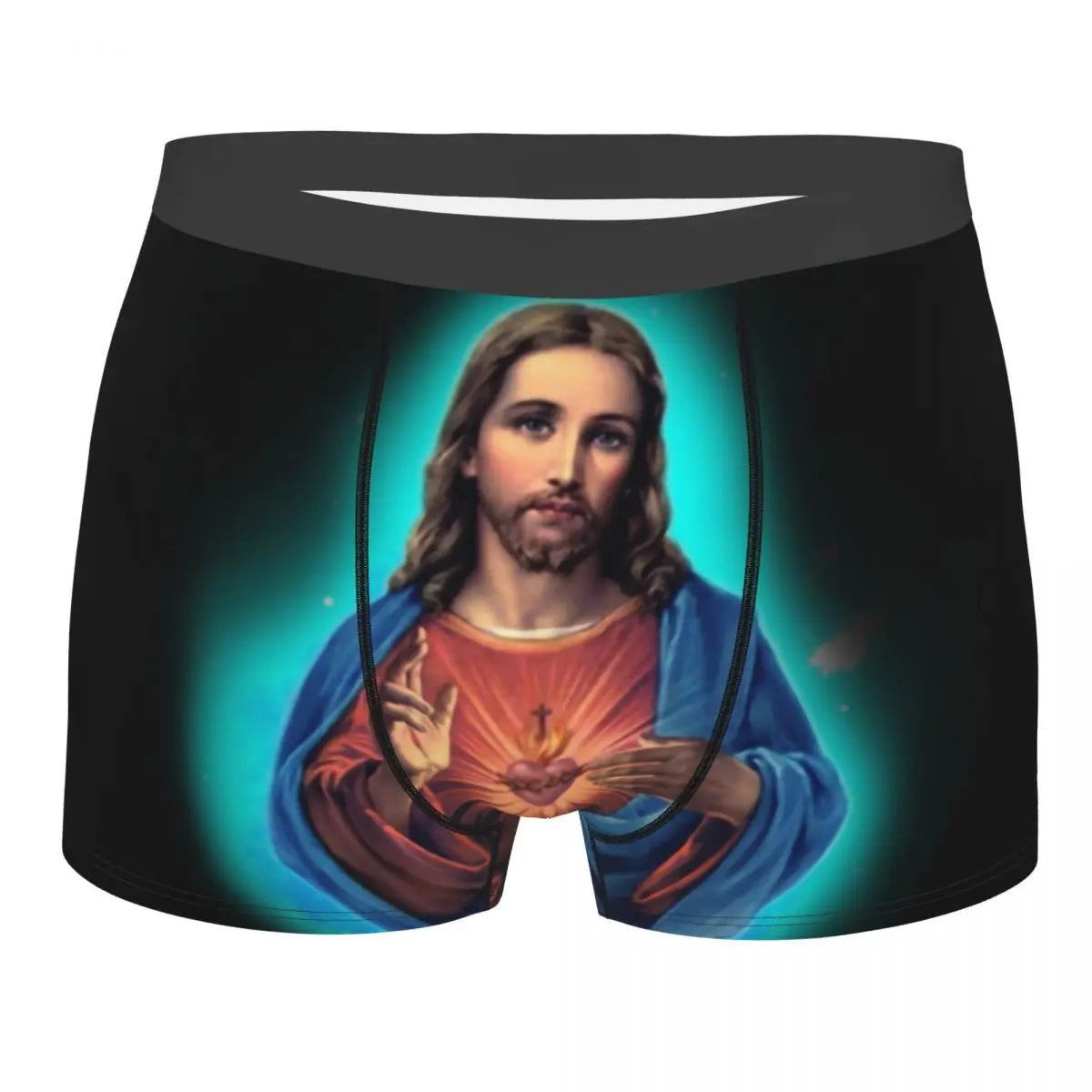 Custom Mannelijke Cool Heilig Hart Van Jezus Ondergoed Christelijke Katholieke God Boxer Slips Zachte Korte Broek Onderbroek