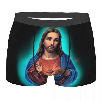 Custom Mannelijke Cool Heilig Hart Van Jezus Ondergoed Christelijke Katholieke God Boxer Slips Zachte Korte Broek Onderbroek