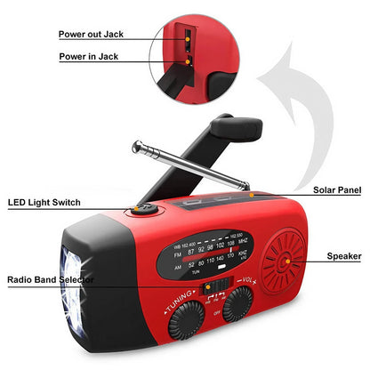 Stonego Multifunctionele Fm Radio Outdoor Nood Hand-Crank Generator Zonne-Energie Mobiele Telefoon Opladen Verlichting Tafellamp