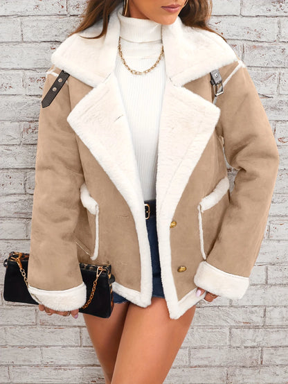 Winterjas Teddy met Revers Dames