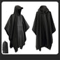 Outdoor 3-in-1 waterdichte militaire regenjas met capuchon, poncho, kamperen, wandelen, reizen, regenopvang, tentjas,