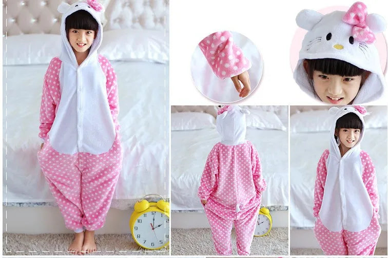 Disney Lilo & Stitch Pyjama Kinderen Cartoon Pluche Kigurumi Onesies Winter Warme Kleding voor Jongens Meisjes Kerstcadeaus