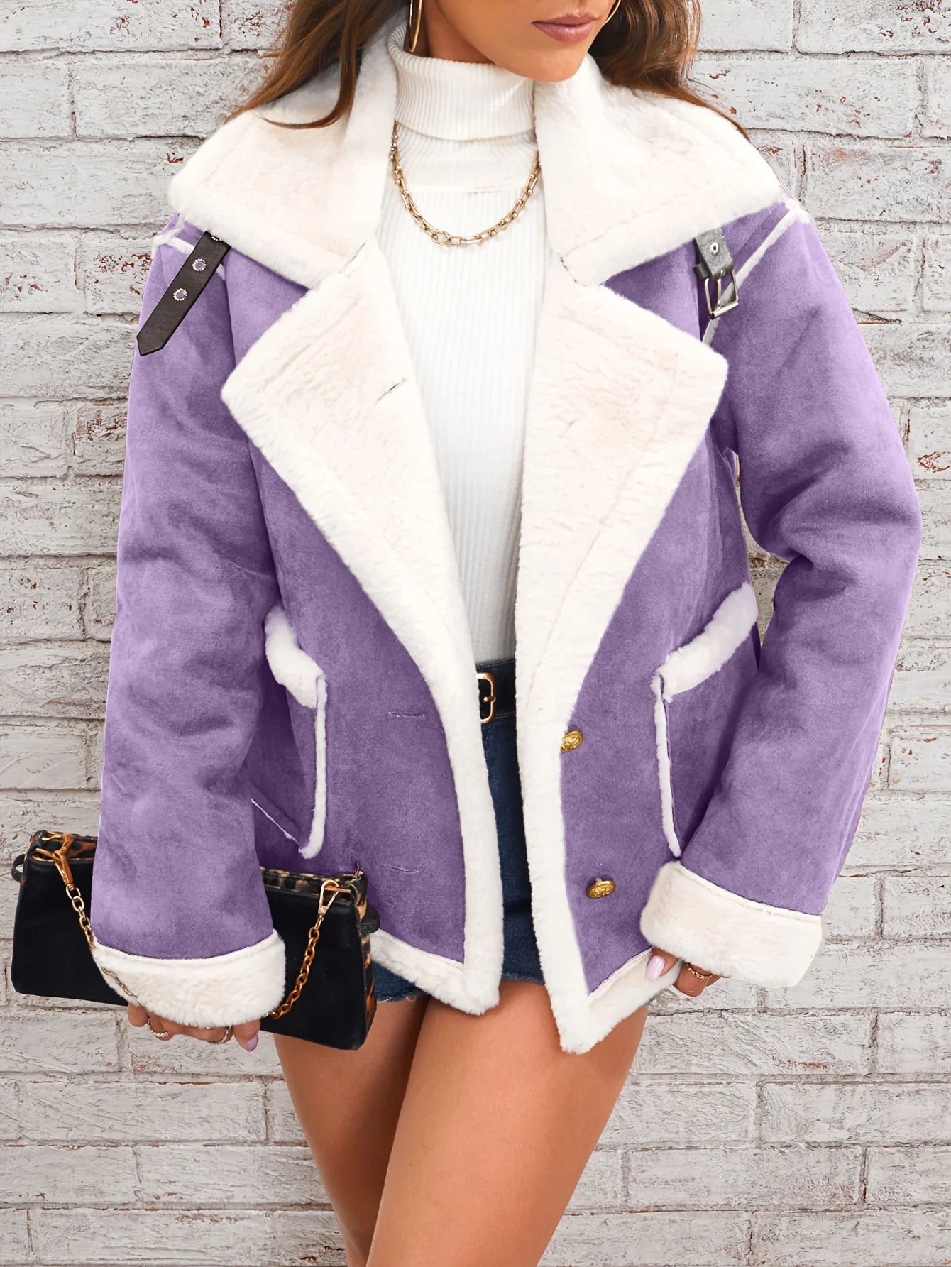 Winterjas Teddy met Revers Dames
