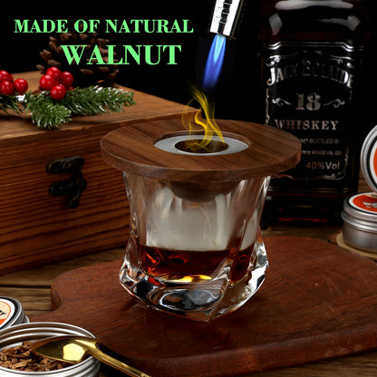 Glass Top Smoker Cocktail Smoker Kit With 4PCS Wood Chips Bartender Accessories For Whiskey Drinks Smoking Gift Kit for Dad