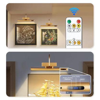 LEQUXXNR 4000mAH Schilderij Foto Licht Portret Met Afstandsbediening Woonkamer Draadloze Wandlamp Art Display Oplaadbare Batterij Werkt (35 CM usb 4000mAH)