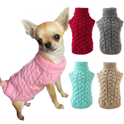 Classic Solid Chihuahua Puppy Dog Sweater for Small Dogs Winter Warm Pet Clothes Yorkshire Schnauzer Pullovers disfraz de perro