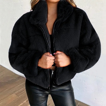 Winter  Cropped Jasje Vrouwen Rits Up Opstaande Kraag
