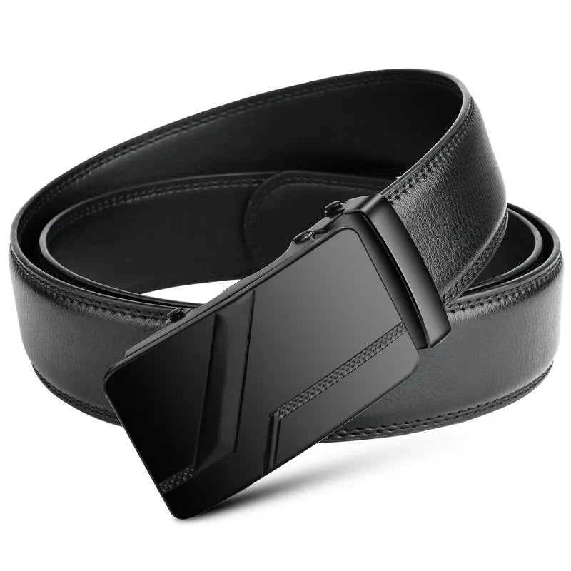 Riemen voor heren, leer, zwart, klassieke verstelbare leren riem, ratel, tailleriem voor jeans, broeken, pakken, geschenken voor mannen