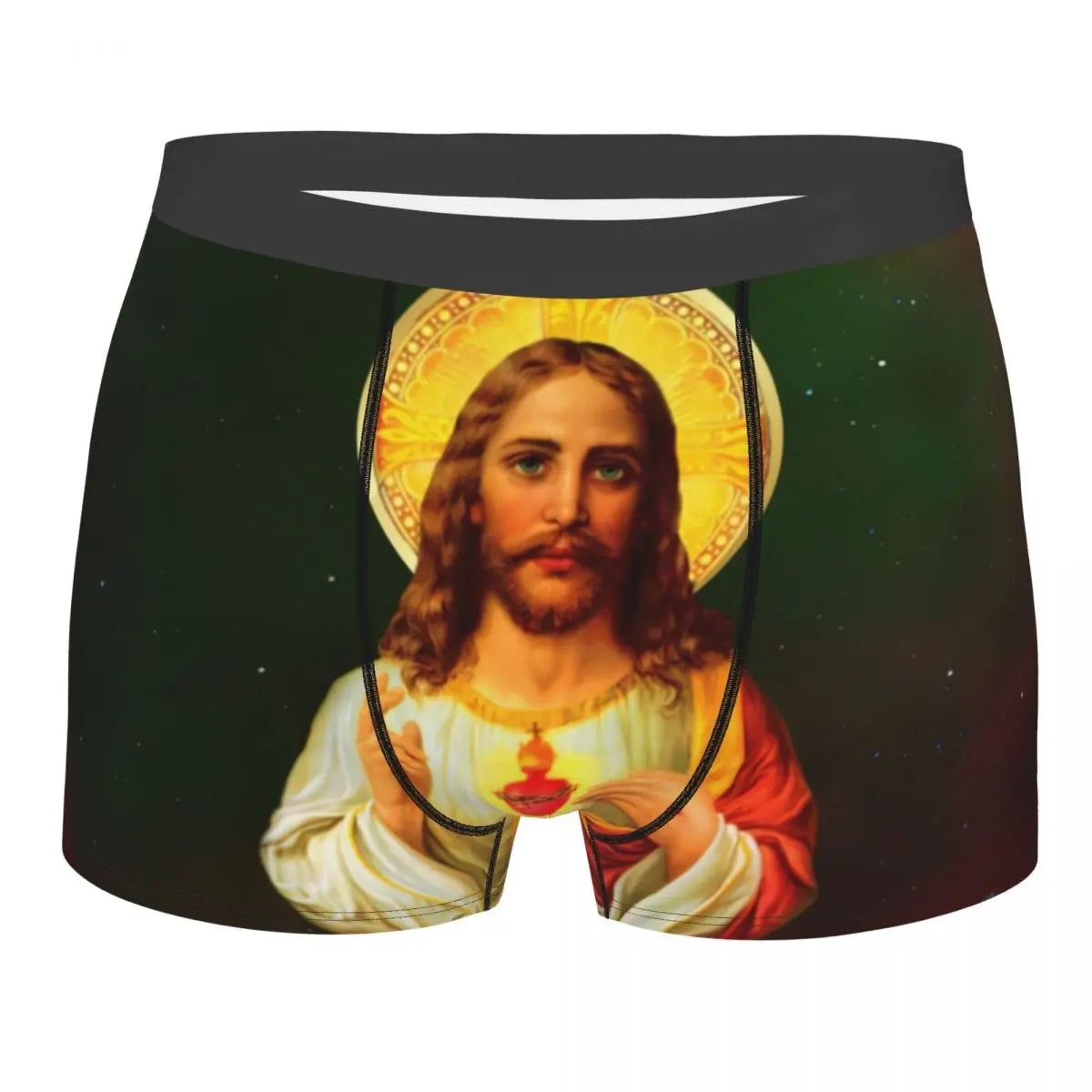 Custom Mannelijke Cool Heilig Hart Van Jezus Ondergoed Christelijke Katholieke God Boxer Slips Zachte Korte Broek Onderbroek