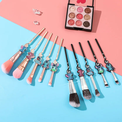 7 Stks Stitch Make-up Borstel Cartoon Stitch Draagbare Handheld Cosmetisch Spiegel Kam Stitch Make-up Borstel Set Anime Perifere Geschenk
