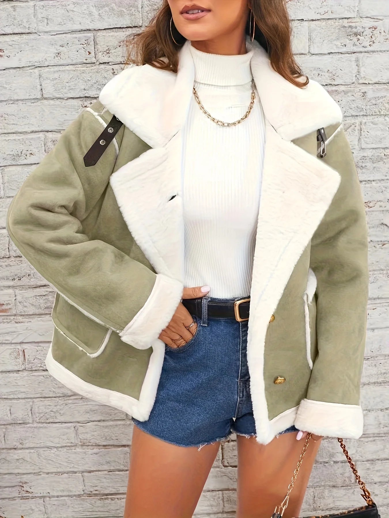 Winterjas Teddy met Revers Dames