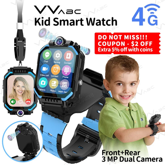 4G Locator Sim-kaart Kid Smart Watch met dubbele camera 1,83 inch Afneembare video-oproep Chat SOS Telefoontje Smartwatch voor kinderen