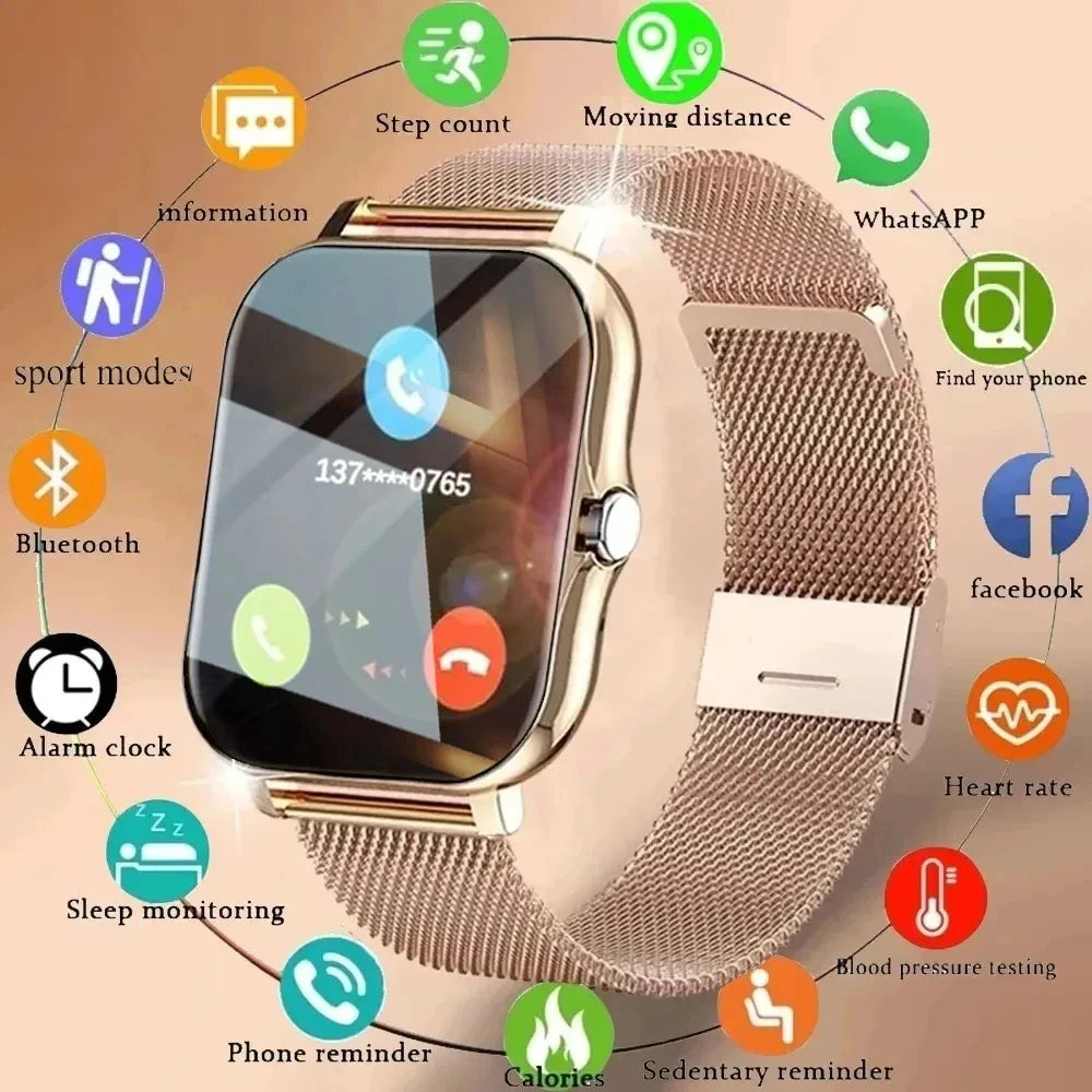 Smart Horloge Voor Mannen Vrouwen Cadeau Voor Xiaomi Volledig Touchscreen Sport Fitness Horloges Bt Oproep Digitale Smartwatch Horloge 2024 Nieuwe
