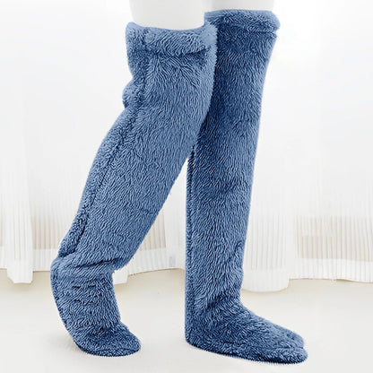 Pluizige Dij Hoge Sokken Vrouwen Winter Warme Voeten Kousen Teddy Benen Fuzzy Knie Hoge Winter Sokken Warme Slaap Sokken Voet Warming