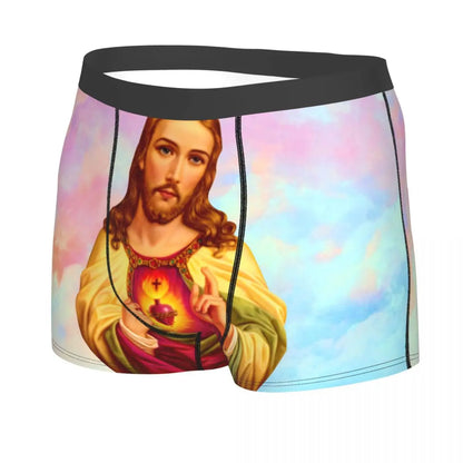 Custom Mannelijke Cool Heilig Hart Van Jezus Ondergoed Christelijke Katholieke God Boxer Slips Zachte Korte Broek Onderbroek