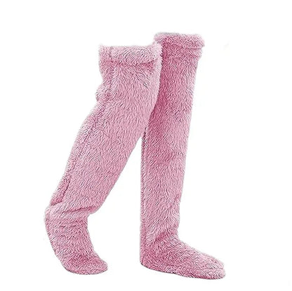 Pluizige Dij Hoge Sokken Vrouwen Winter Warme Voeten Kousen Teddy Benen Fuzzy Knie Hoge Winter Sokken Warme Slaap Sokken Voet Warming