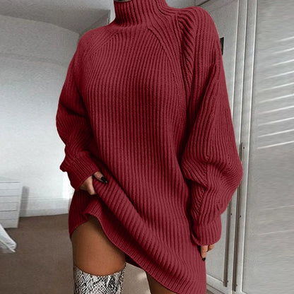 Herfst Winter Gebreide Coltrui Trui Jurk