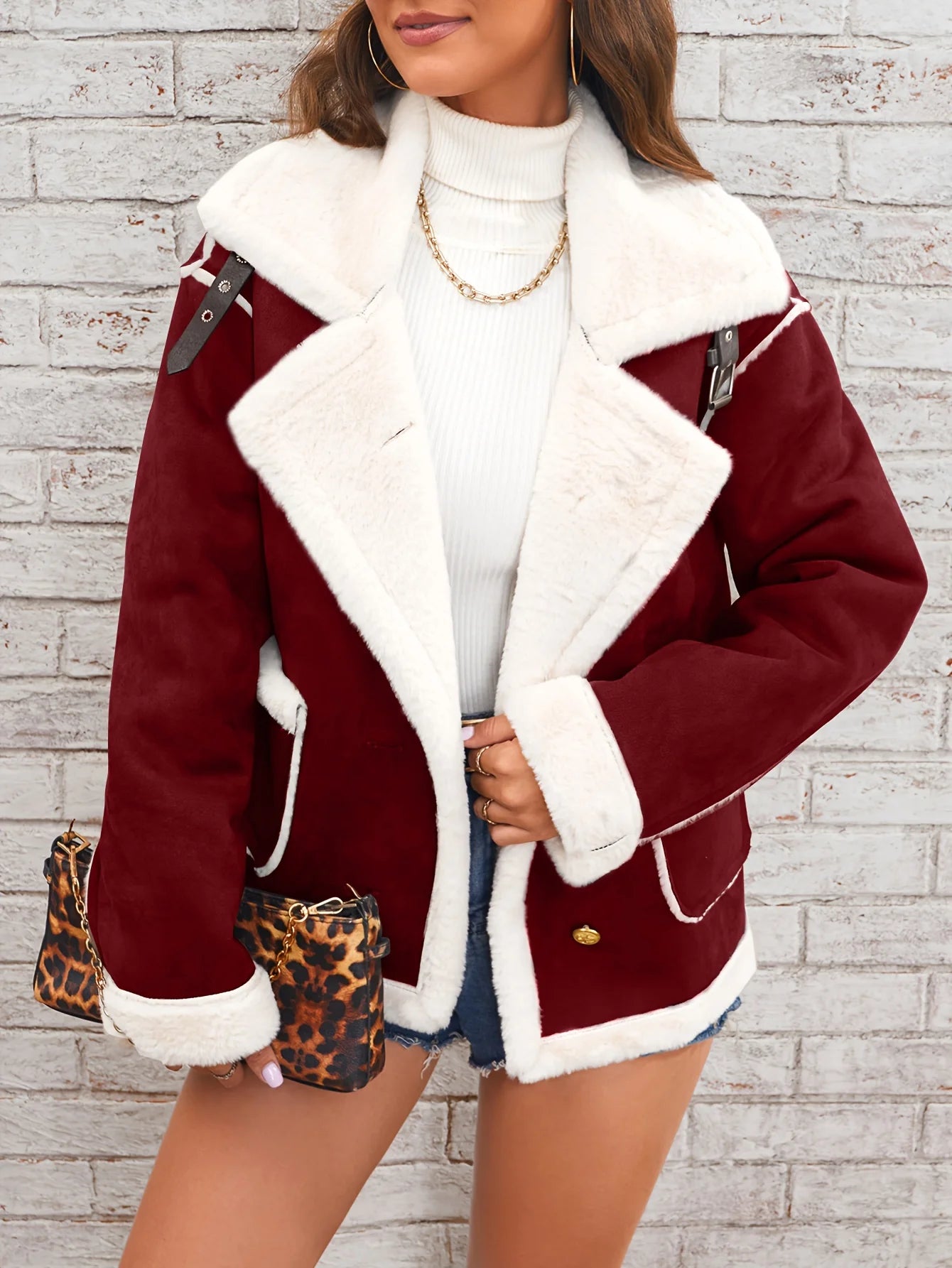 Winterjas Teddy met Revers Dames