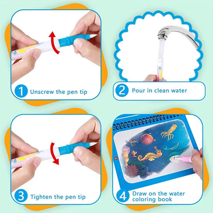 4-Pack Magische Water Kleurboeken voor Kinderen vanaf 2 Jaar - Herbruikbare Waterkleurboekjes met Magische Stift - Kleuren met Water - Educatief en Creatief Tekenboek voor Jongen en Meisje - Waterverf Graffiti Kleurboek - Sinterklaas - Toverstiften