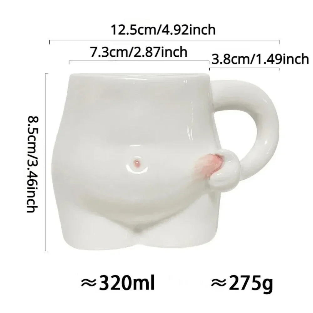 320Ml Grappige Keramische Koffiekop Schattige Dikke Buik Mok Art Design Waterbeker Woonkamer Woonaccessoires Creatieve Mok Cadeau