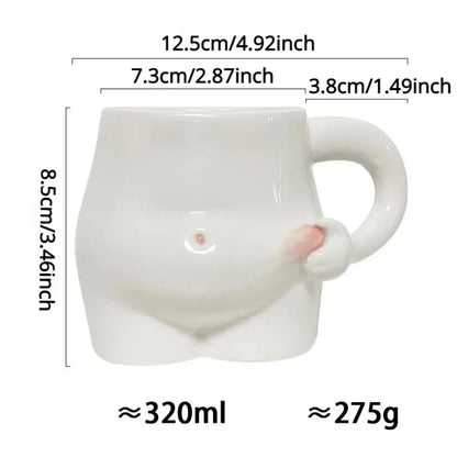 320Ml Grappige Keramische Koffiekop Schattige Dikke Buik Mok Art Design Waterbeker Woonkamer Woonaccessoires Creatieve Mok Cadeau