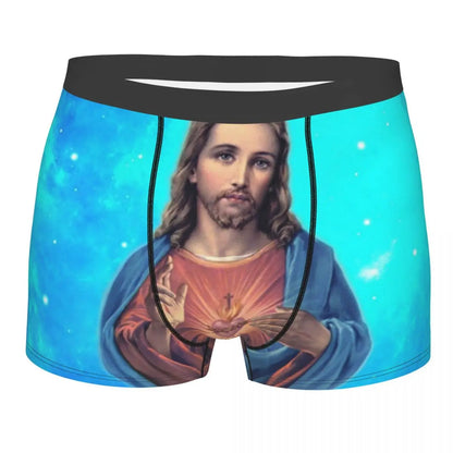 Custom Mannelijke Cool Heilig Hart Van Jezus Ondergoed Christelijke Katholieke God Boxer Slips Zachte Korte Broek Onderbroek