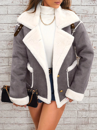 Winterjas Teddy met Revers Dames