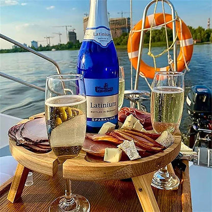Houten Outdoor Draagbare Opvouwbare Wijn Picknick Tafel Camping Kaasplankje Opvouwbare Snack Tafel Wijnrek Toeristisch Fruit Tafel