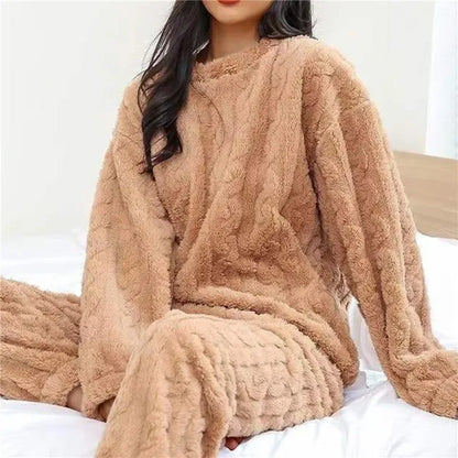 Coral fluwelen pyjamaset voor dames