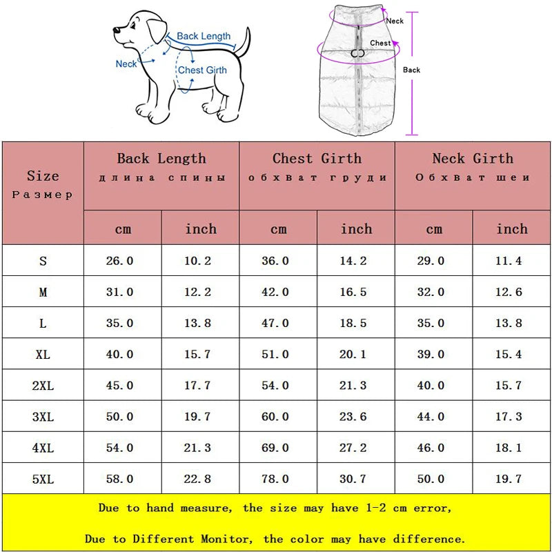 Waterdichte hondenjas Winter warme hondenkleding voor kleine grote honden Puppyvest Chihuahua-jas Franse Bulldog Yorkie Pug-kostuum
