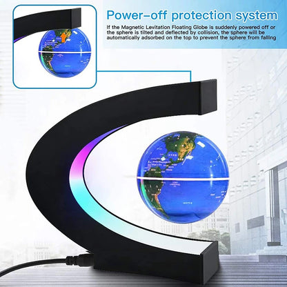 Cazy Zwevende Wereldbol Magnetisch Draaibaar - Bureau Accessoire Met LED verlichting