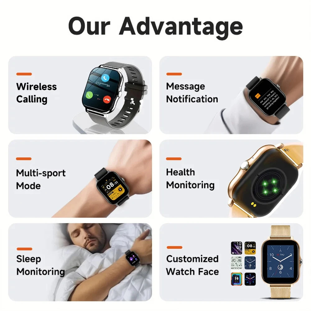 Smart Horloge Voor Mannen Vrouwen Cadeau Voor Xiaomi Volledig Touchscreen Sport Fitness Horloges Bt Oproep Digitale Smartwatch Horloge 2024 Nieuwe