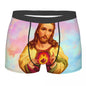 Custom Mannelijke Cool Heilig Hart Van Jezus Ondergoed Christelijke Katholieke God Boxer Slips Zachte Korte Broek Onderbroek