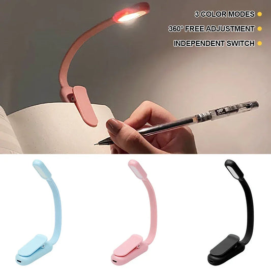 Mini Led Boek Nacht 3 Helderheid Verstelbare Usb Oplaadbare Clip-On Studie Leeslamp Voor Reizen Slaapkamer Slaapzaal Lezen
