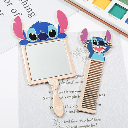 7 Stks Stitch Make-up Borstel Cartoon Stitch Draagbare Handheld Cosmetisch Spiegel Kam Stitch Make-up Borstel Set Anime Perifere Geschenk