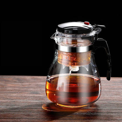 Hittebestendige glazen theepot Filtering met één klik Theepot Thee Waterscheiding Filter Theemaker Koffiepot Theeservies voor thuis