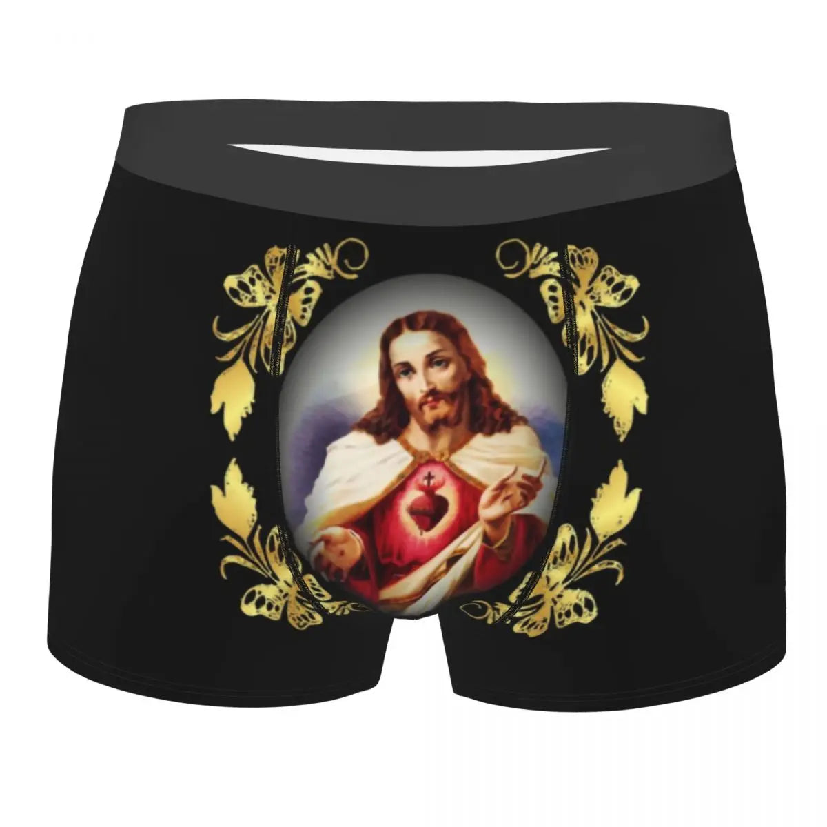 Custom Mannelijke Cool Heilig Hart Van Jezus Ondergoed Christelijke Katholieke God Boxer Slips Zachte Korte Broek Onderbroek