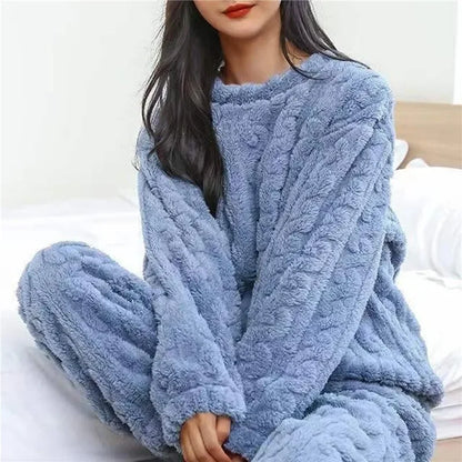 Coral fluwelen pyjamaset voor dames