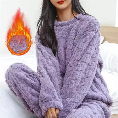 Coral fluwelen pyjamaset voor dames