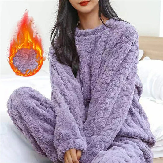 Coral fluwelen pyjamaset voor dames
