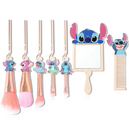 7 Stks Stitch Make-up Borstel Cartoon Stitch Draagbare Handheld Cosmetisch Spiegel Kam Stitch Make-up Borstel Set Anime Perifere Geschenk
