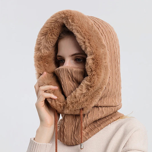 Luxe Gebreide Bont Gevoerde Nekwarmer