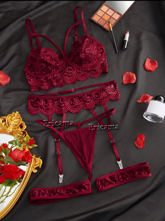 erotische sexy kanten bh en panty set ondergoed