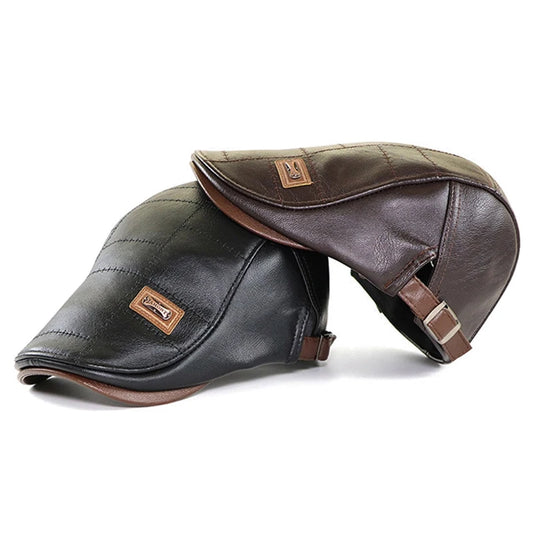 Retro Heren Lederen Baret Hoed Platte Pet Mannelijke