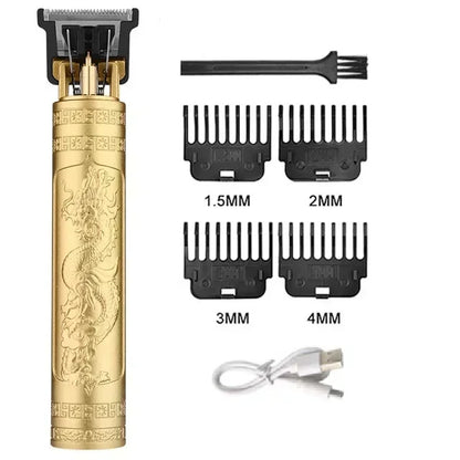 Tondeuse voor heren, USB, oplaadbaar, elektrisch scheerapparaat voor baard en haar, geschikt voor volwassenen en barbier, machine met 4 beperkte kammen (brons)