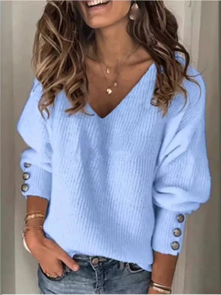 Lente Herfst Dames Losse Lange Mouwen Gebreide Top
