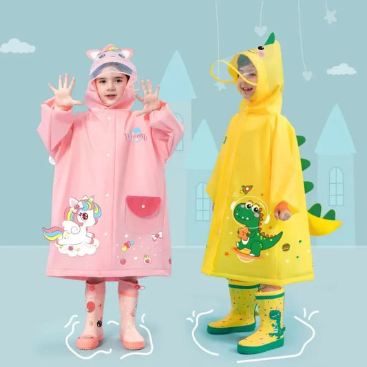 Schattige Kinderen Regenjas Wateproof Kinderen Dinosaurus Eenhoorn Regen Poncho Regenjas Jas Met Rugzak Positie Student Regenkleding