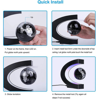 Cazy Zwevende Wereldbol Magnetisch Draaibaar - Bureau Accessoire Met LED verlichting