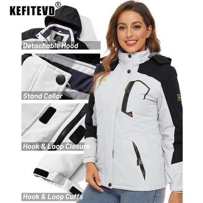 KEFITEVD Dames Winterjas Zware Snowboard Ski Jas Buiten Thermisch Warme Wandeljas Windjack Casual