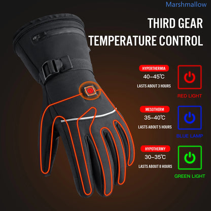 Waterproof USB Rechargeable Electric Heated Gloves Women Men Touchscreen Thermal Motorcycle Gloves Heated for Motorbike Skiing